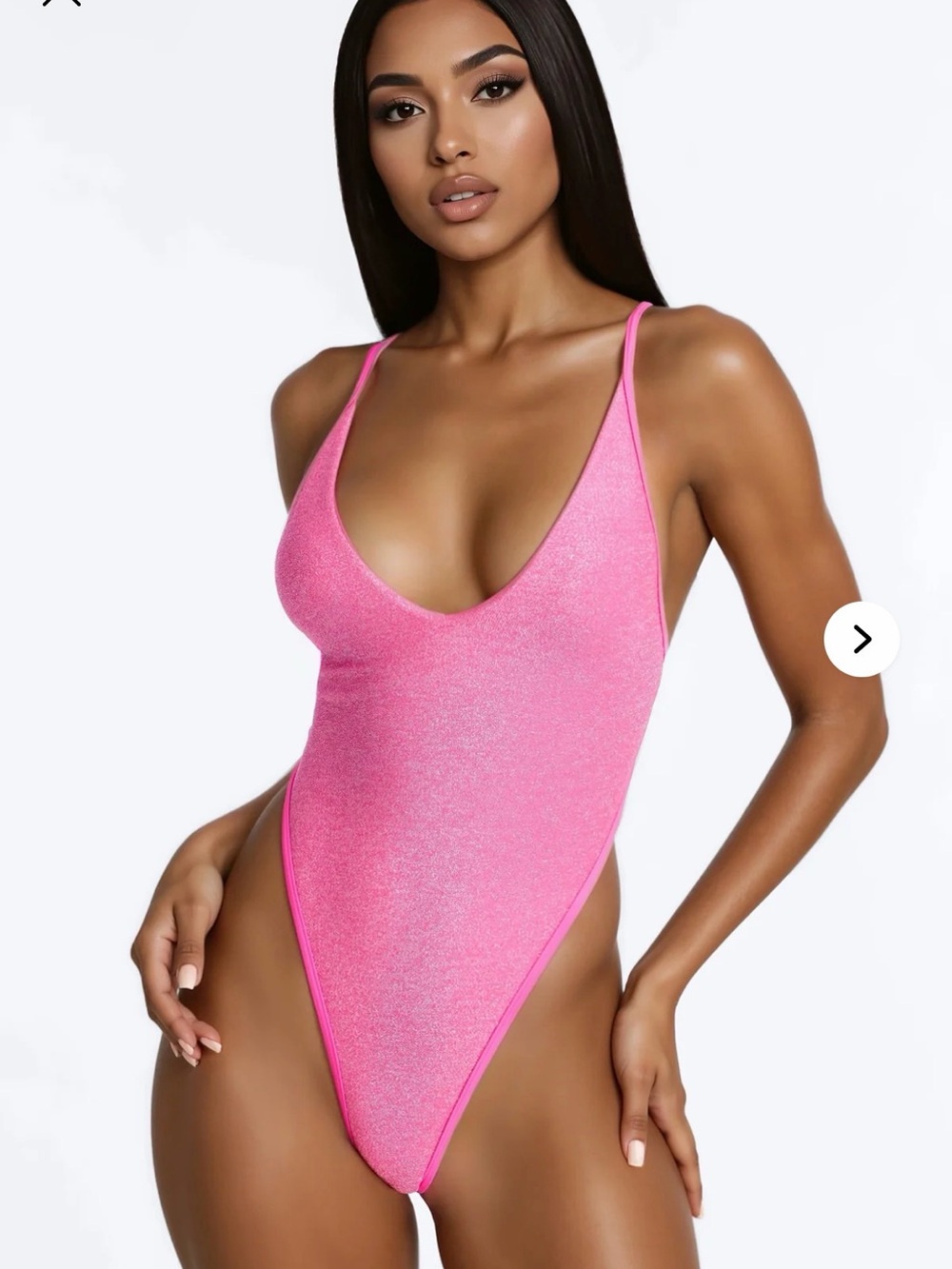 Fashion Nova Shimmer Pink One-Piece Swimsuit